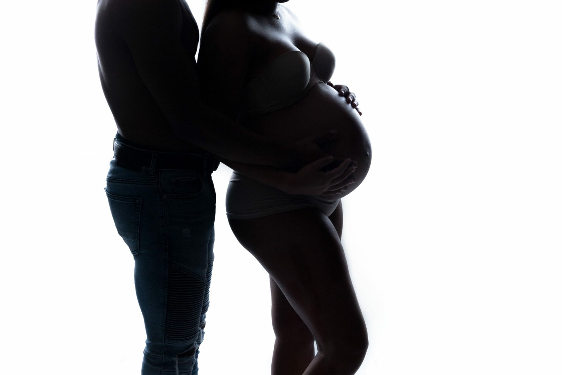 New Orleans prenatal massage location welcomes intimate couple maternity photo silouhette